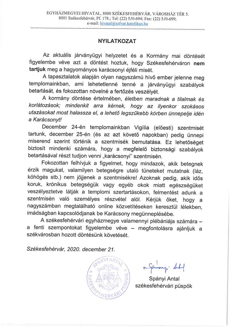 Éjféli miséről szóló nyilatkozat